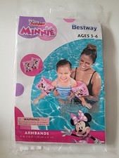 Bestway Disney Jr Minnie Mouse Swimming Pool Inflatable Armbands Floats Ages 3-6