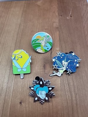 Disney Trading Pin Tinker Bell Tink -Lot Of 4 Cast Lanyard Exclusive Pixie Dust