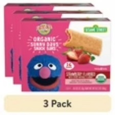  3 pack Earth's Best Organic Sesame Street Strawberry Sunny Days Snack Bars