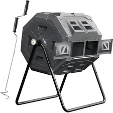 Composter Tumbler Bins with Compost Turner and Mixing Tool -Easy Assembling, Lar