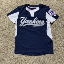 Majestic Cool Base Youth Yankees 1/4 Button Baseball Jersey Sz. S NEW #5 Navy