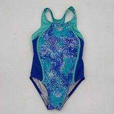 SPEEDO Girl Racerback One Piece Swimsuit Size 8 Competition Gripper Leg