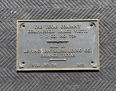 The Texas Company Orange, Texas Ship Hull Sign 1953 Cast Iron Plate Levingston