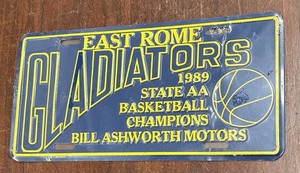 VTG 1989 EAST ROME GA GLADIATORS STATE AA BASKETBALL CHAMPS License Plate