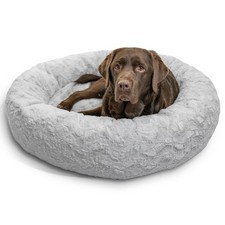 Best Friends by Sheri Original Calming Donut Dog/Cat Bed, Lux Faux Fur, Gray