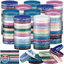 Lunmon 120 Pcs Bible Verse Silicone Bracelets Bulk Christian Scripture Rubber