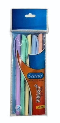 Saino Primo Plus Blue Ink Ball Pen (4 Packs Of 5 Pens) - Free Shipping USA, 20x