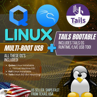    USB Bundle with Ventoy   Qubes OS, Kali Linux & Tails (ISO + Live Boot USB)