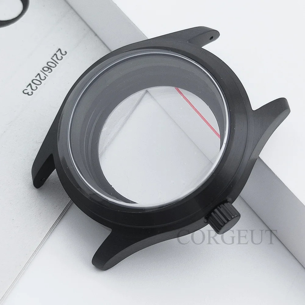 36MM/39MM PVD Black Sapphire Crystal Diver Brushed Watch Case Fit NH34 NH35 NH36