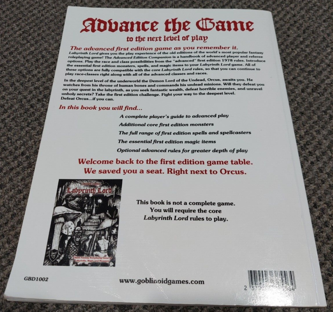 Labyrinth Lord Advanced Edition Companion RPG Goblinoid Games OSR