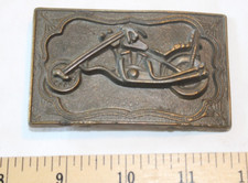 Vintage Motorcycle Chopper Brass Belt Buckle 1970's Very Cool 