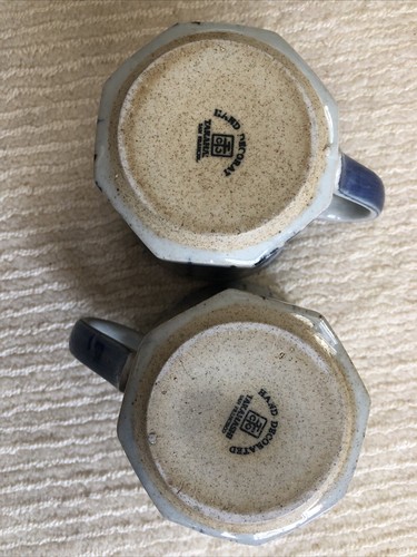 2 Vintage Takahashi San Francisco Blue Gray Brown Hand Decorated Coffee Mug - Picture 6 of 7