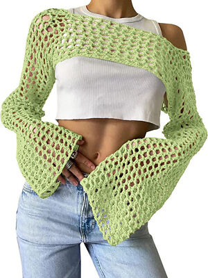 Bolero Crochet Pattern Top Manga Larga Crochet Women's Mesh