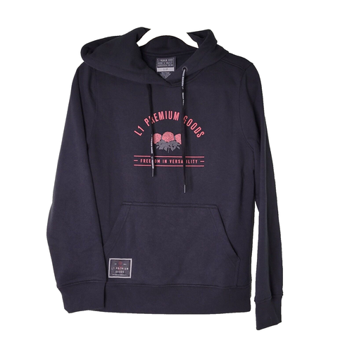 L1 Premium Goods Damen Fleece gefüttert schwarz Hoodie Pullover Sweatshirt Logo Small - Bild 9 von 11