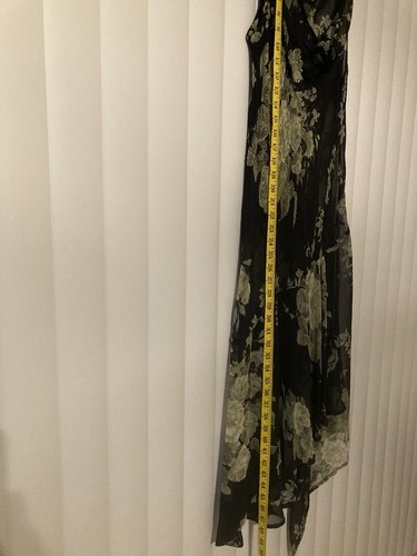 Vintage 90s Black and Green Floral Beaded Bias Cut Dress by Connected Size Large - Picture 11 of 16