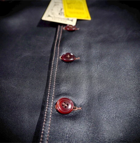 Mens Retro Waistcoat Vest Waxed Horsehide Horse Leather American Vintage Style - Picture 20 of 27