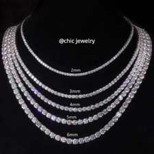 Real D Color VVS1 Moissanite Tennis Chain Bracelet 925 Silver Passes Tester