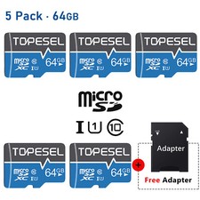 5PCS 64GB Micro SD Card SDXC SDHC Class 10 UHS-I Memory Card TF Card For Adapter