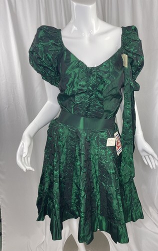 NEW! Vintage Square Dance Outfit 2pc Dress Skirt Blouse Belt Square Up Metallic