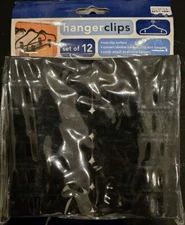 Black Hangers Finger Clips Huggable Ultra Slim Line Set 12 Count NEW