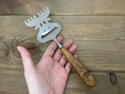 Erald Nordic Moose Shaped Cheese Plane Parquet Wood Handle Excellent