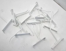 Lot of 15 White Slatwall Hooks Retail Display Metal Wire Hangers Replacements