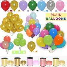 Plain Balloons 12"x 1-100 large plain latex Curling Ribbons Birthday Theme Balon