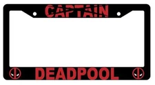 Black Captain (Slash) Deadpool License Plate Frame Auto Accessory