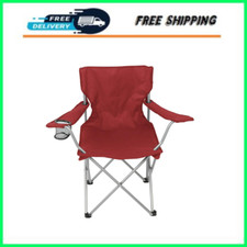  Set of 2 Camping Folding Chair with Cup Holder and Carry Bag, Red NEW