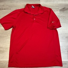 Nike Dri FIT Red Polo Shirt Mens Activewear Golf Athletic