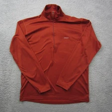 Patagonia Pullover Men Medium Orange Capilene Mid 1/4 Zip-T Base Layer Gorp