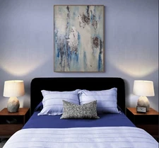 Contemporary Canvas Abstract Framed Rectangle Painting with Silver Frame 22