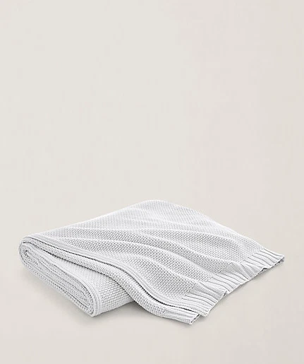 Manta de cama Ralph Lauren KING tejida Ariel blanca brillante de algodón punto tejido Foto 2 de 4