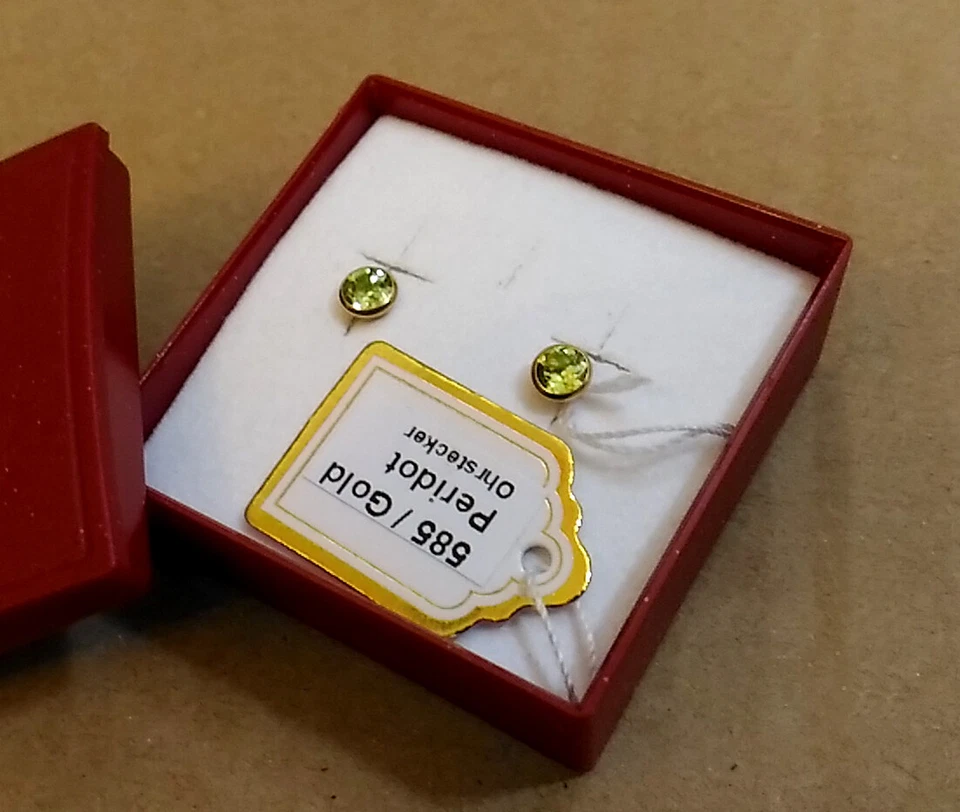 585 ECHT GOLD *** Peridot Ohrstecker 4,5 mm Ø - Bild 3 von 4