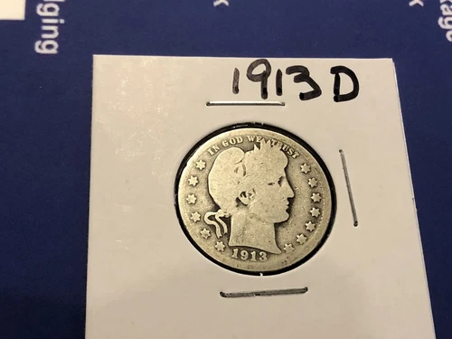 1913 d barber quarter 90% Silver