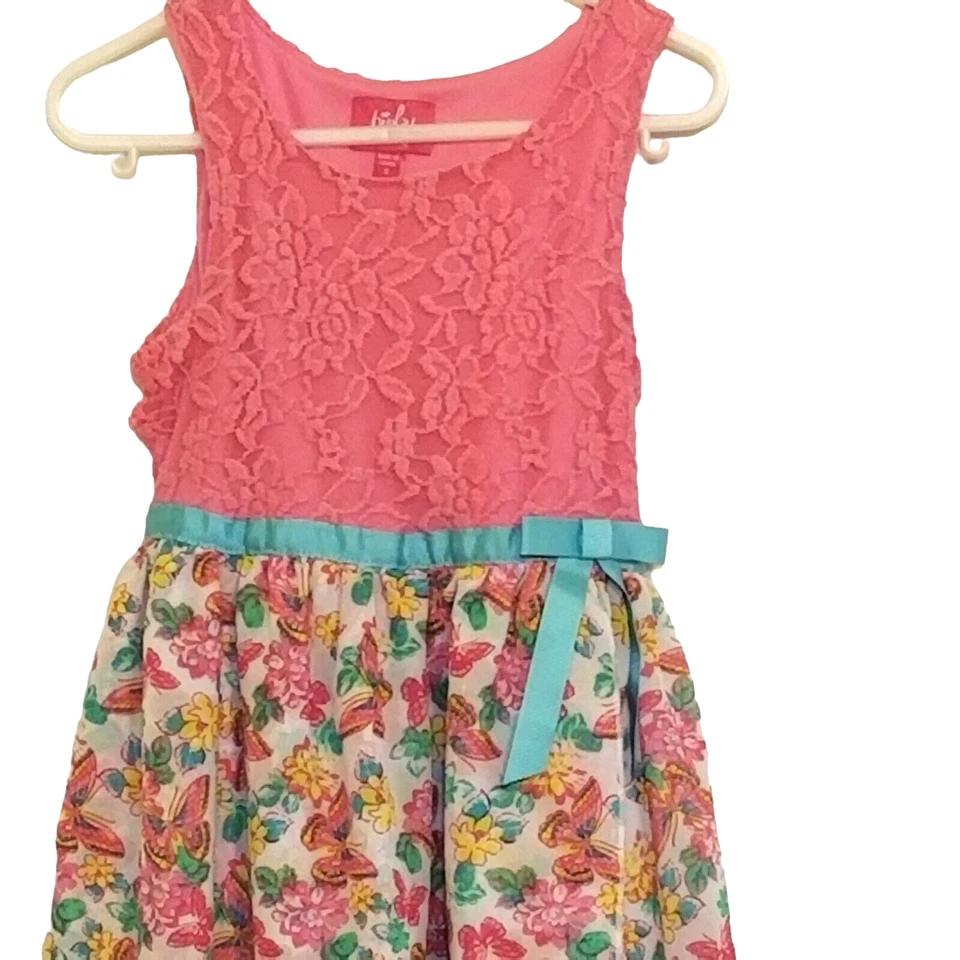 Vestido Pinky Boutique Niña 6 Mangas Rosa Mariposas Encaje Foto 2 de 4