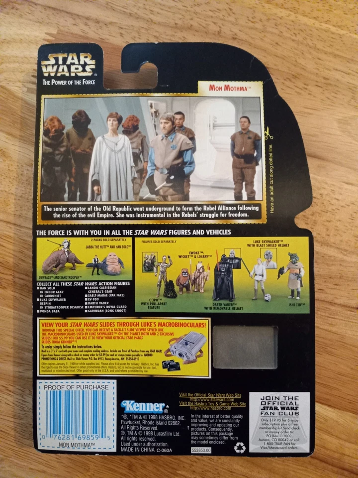 Figura de acción Star Wars Mon Mothma Freeze Frame Power of the Force 1998 nueva en caja Foto 4 de 4