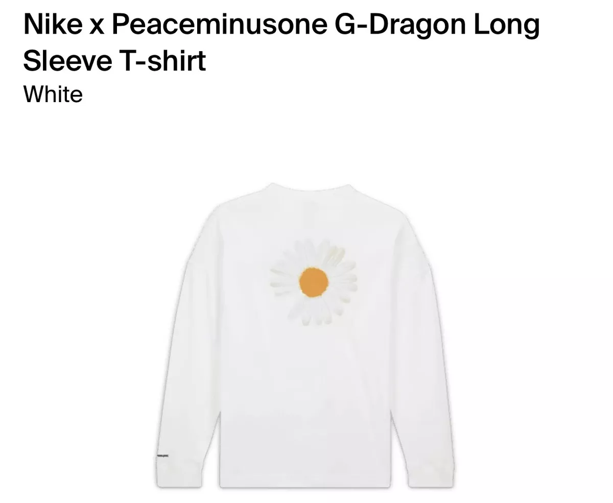 NIKE x PEACEMINUSONE G-DRAGON LONG SLEEVE TEE DR0097-100 ADULT UNISEX MEDIUM