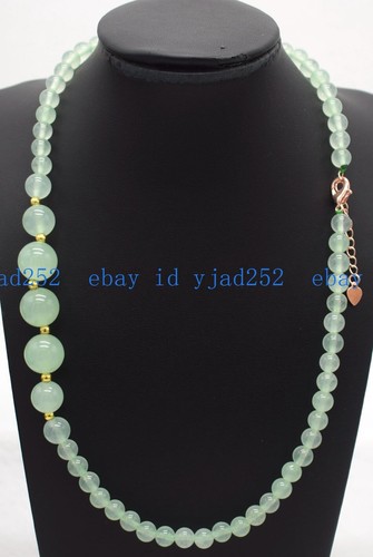 Natural Beautiful 6-12mm Light Green Jade Round Gemstone Beaded Necklace 16-28in - Bild 5 von 12