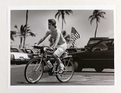 1993 Dania Beach Florida 4th of July Bicycle Rider Man Patriotic VTG Press Photo