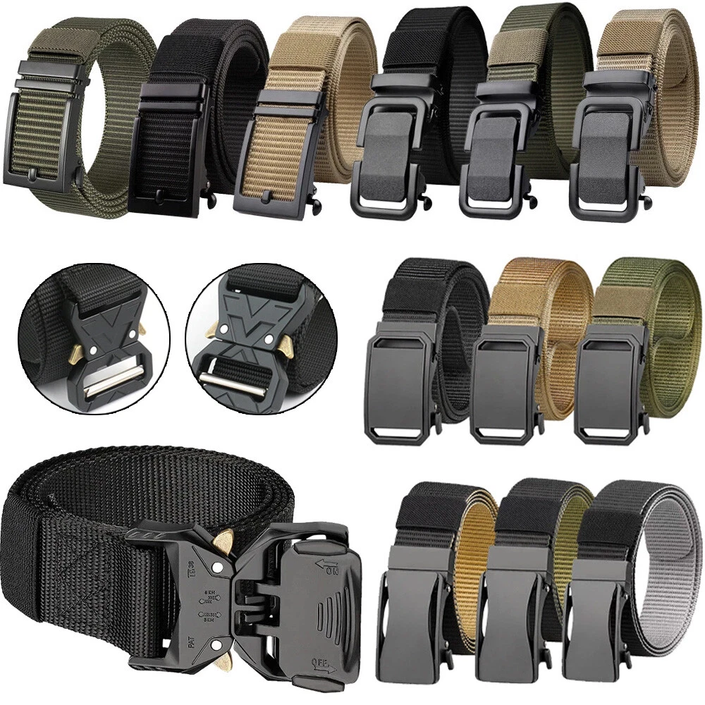 Tactical Ratchet Belt 1.3" 1.5" Nylon Web Belts for Men Automatic Slide Buckle