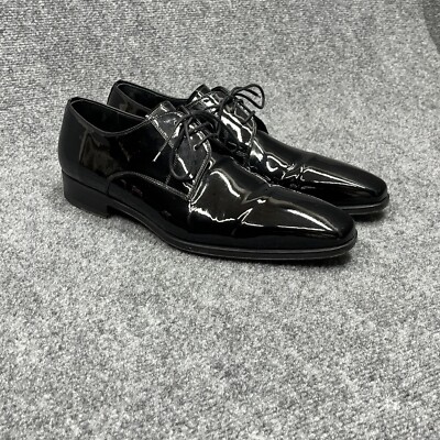 Magnanni Mens Black Patent Leather Dress Shoes Size M Dante Lace Up Derby 