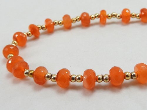Natural Carnelian Faceted Roundel Beads/Handmade/Loose Stone/16Inches/8MM/WM - Picture 4 of 6