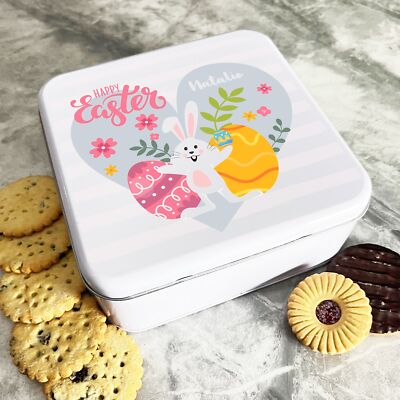 Süße Osterhasen Eier & Herz personalisiert Geschenk Kuchen Kekse Süßigkeiten Leckerli Dose