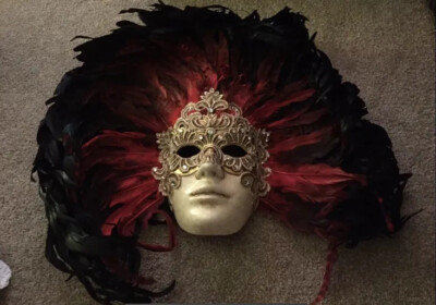 ORIGINAL VENEDIG GESICHTSMASKE handbemalt mit Swarovski Kristallen Maskenkugel