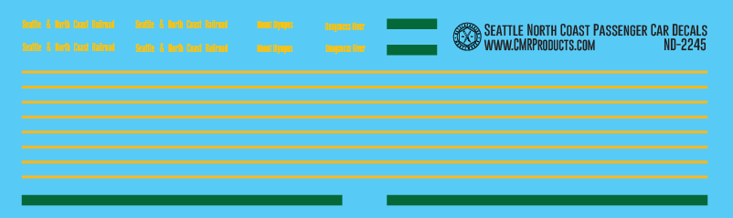 HO Scale - Seattle & North Coast Passenger Car Decals