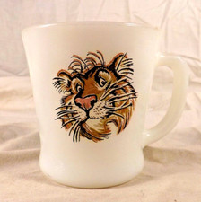 Fire King Esso Exxon Tony Tiger Milk Glass Coffee Mug D-Handle Anchor Hocking