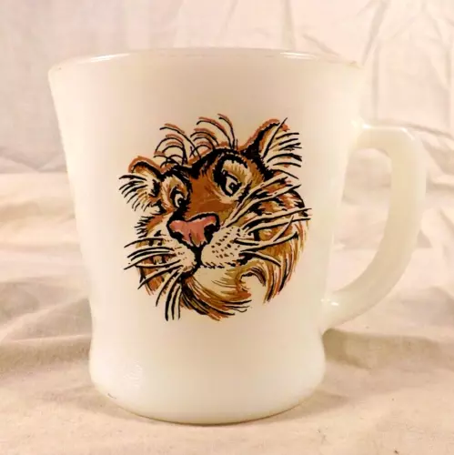 Fire King Esso Exxon Tony Tiger Milk Glass Coffee Mug D-Handle Anchor Hocking