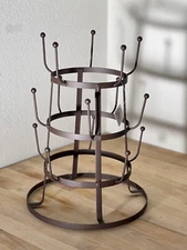 Rustic Vintage Style DII Metal 3-Tier Mug Tree Stand Kitchen Storage Collection