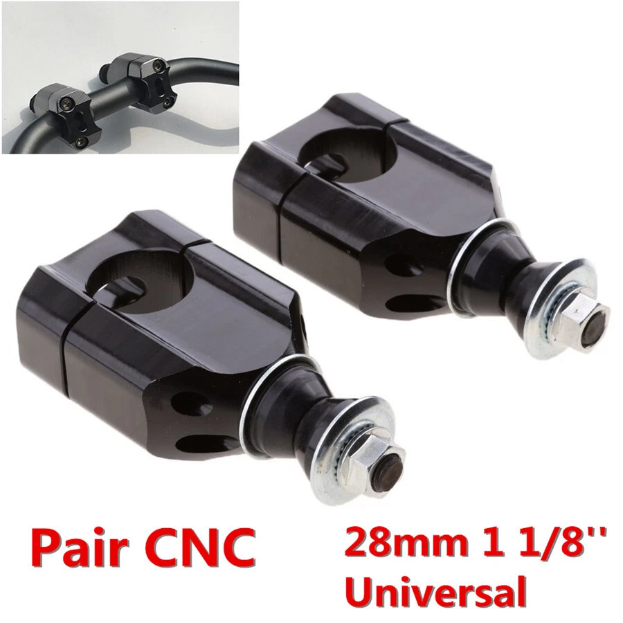 Pair 1 1/8" 28mm Universal Motorcycle Handlebar Mount Riser Clamp CNC Aluminium - Image 3 of 4